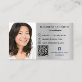 Schoonmaakservice zilver glitter stof QR code foto Visitekaartje (Achterkant)