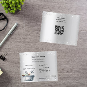 Schoonmaakservice zilver glitter stof QR Flyer