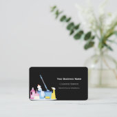 Schoonmaakservice zwarte QR code foto Visitekaartje (Staand voorkant)