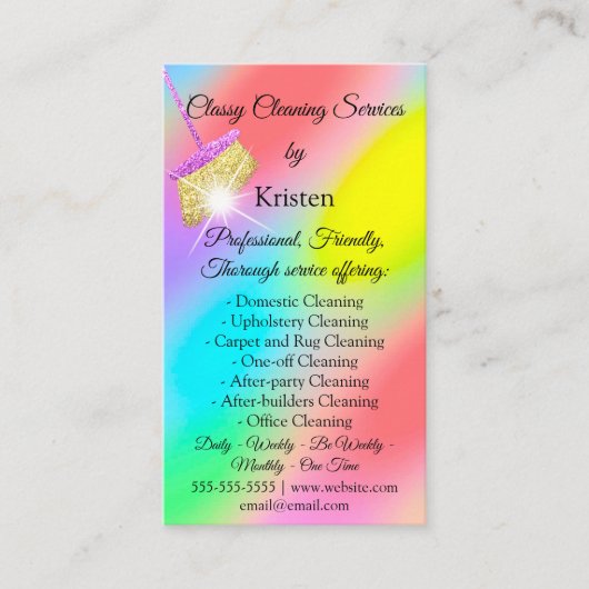 Schoonmaakservices House QRCode Logo Roze Visitekaartje (Voorkant)