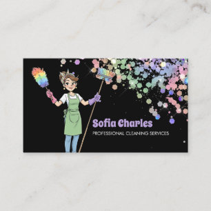 Schoonmaakster Dienstmeisje Holografisch Glitter Z Visitekaartje