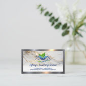 Schoonmaakster Huis Logo | Metaalgrens Visitekaartje (Staand voorkant)