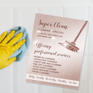 Schoonmaakster Huis Schoonmaken Glanzend Roze Goud Flyer
