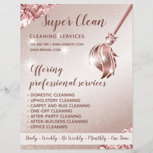 Schoonmaakster Huis Schoonmaken Glanzend Roze Goud Flyer