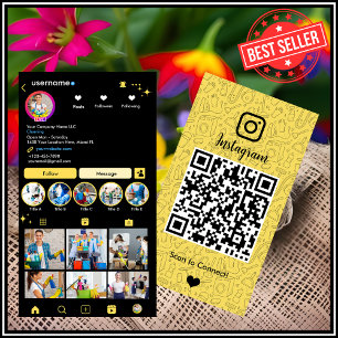 Schoonmaakster Instagram Geel Huishoudelijke QR Visitekaartje