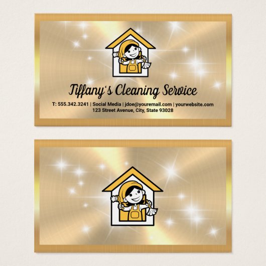 Schoonmaakster Logo | Sproeiflacon Logo | Glitters Visitekaartje (Voorkant /achterkant)