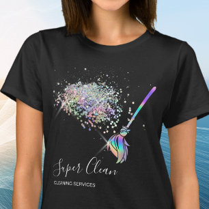 Schoonmaakster Maakt Huis Blinkend Holografisch T-shirt