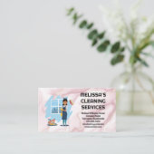 schoonmaakster | roze marmer visitekaartje (Staand voorkant)