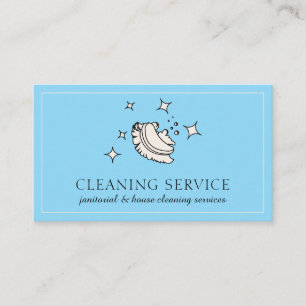 Schoonmaakster Schoonmaken Wassen blauw Visitekaartje