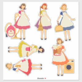 Schoonmaken Dames, Huiswerk en Chores Sticker