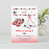 Schoonmaken en schaatsen meisjes broeden hun verja kaart (Staand voorkant)