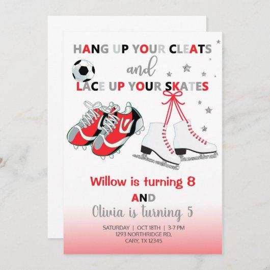 Schoonmaken en schaatsen meisjes broeden hun verja kaart (Voorkant / Achterkant)