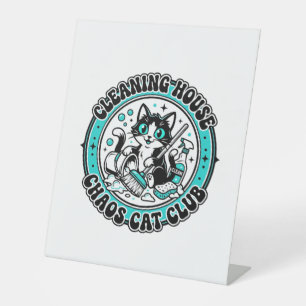 Schoonmaken Huis Chaos Kat Dierenliefhebber Shirt Reclamebord Met Voetstuk