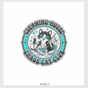 Schoonmaken Huis Chaos Kat Dierenliefhebber Shirt Sticker