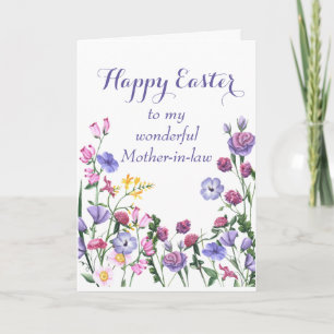 Schoonmoeder Gelukkig Pasen Kleurrijke Tuin Bloeme Feestdagen Kaart