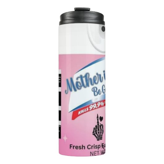 Schoonmoeder, wees weg met spray thermosbeker (Voorkant)