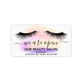 Schoonse zoutoplossing paarse roze witte zweepslag etiket (Voorkant)