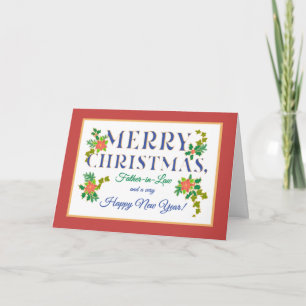 Schoonvader, Poinsettias, Holly, Ivy Christmas Kaart