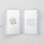 Schoonzus bruidsmeisje, witte jurk op blauw (Binnen)