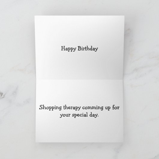 SCHOONZUS WINKELTHERAPIE VOOR VERJAARDAG HUMOR KAART (Binnen)