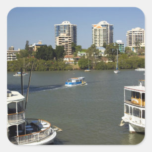 Schoorsteenboten, Brisbane rivier, Brisbane, Vierkante Sticker