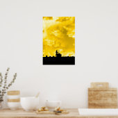 schoorsteensilhouet op het dak poster (Keuken)