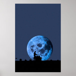 schoorsteensilhouet op het dak tegen de griep poster