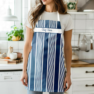 Schoorsteenstreep Schort Navy Blauw