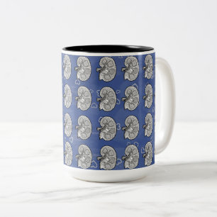 Schoorstenen, blauw, tweekleurige koffiemok