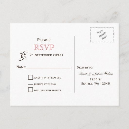 schoot, koraalrozen op mason-jar bruiloft RSVP Uitnodiging Briefkaart (Achterkant)