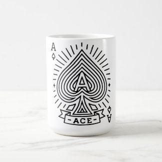 Schoppen Aas — Monoline Sunburst Embleem Koffiemok