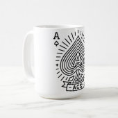 Schoppen Aas — Monoline Sunburst Embleem Koffiemok (Voorkant links)