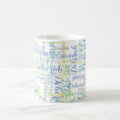 schoppen van blauwe namen koffiemok (Center)