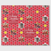 Schoppen van rode kerstfoto's cadeaupapier (Vlak)