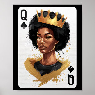 Schoppen Vrouw Pokerkaart Afro Amerikaan Zwarte Hi Poster