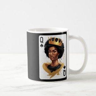 Schoppen Vrouw Pokerkaart Afro Amerikaanse Zwarte Koffiemok