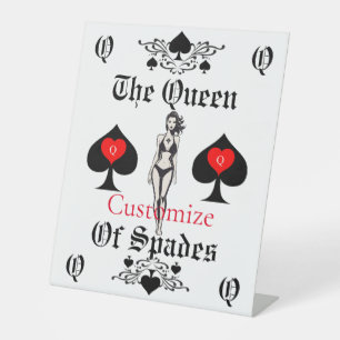 Schoppenkoningin Tarot Kaart Thunder_Cove Reclamebord Met Voetstuk