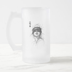 Schoppenvrouw (Stijl 6) Fijne Kunsttekening Matglas Bierpul