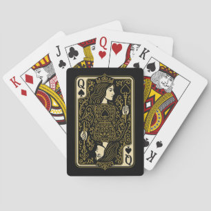 Schoppenvrouw — Zwarte & Gouden Koninklijke Filigr Pokerkaarten