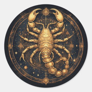 Schorpioen Astrale Mandala  Gouden Dierenriem Ronde Sticker