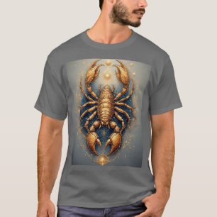 Schorpioen boven een gedetailleerde gouden astrale t-shirt