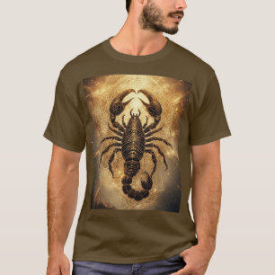Schorpioen boven een gedetailleerde gouden astrale t-shirt