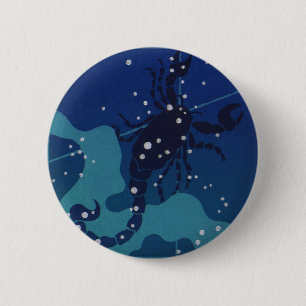 Schorpioen Constellation, Zodiac Astrologie Ronde Button 5,7 Cm