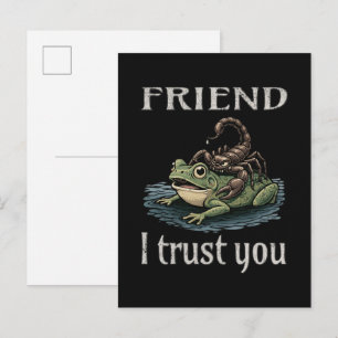 Schorpioen en Kikker - Vriend, Ik Vertrouw Je Uitnodiging Briefkaart