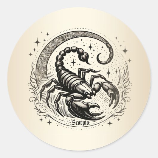 Schorpioen Halve Maan Astrologie Sterrenbeeld Scho Ronde Sticker (Voorkant)