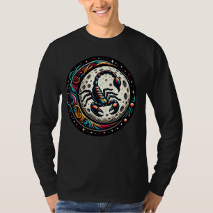 Schorpioen maan sterrenbeeld met kleurrijke wervel t-shirt
