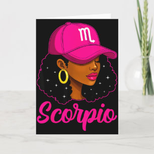 Schorpioen Meisje Roze Pet Zodiac Verjaardag Afro Kaart