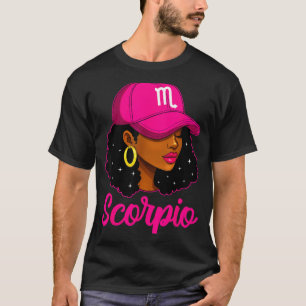 Schorpioen Meisje Roze Pet Zodiac Verjaardag Afro T-shirt