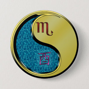 Schorpioen & Metaal Haantje Ronde Button 7,6 Cm