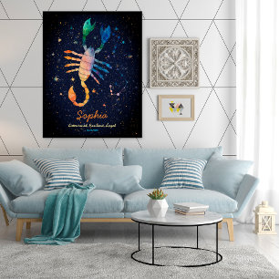 Schorpioen Sterrenbeeld Dierenriem Waterverf Sterr Poster